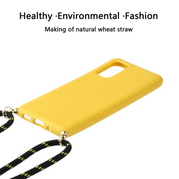 For Galaxy S20 Wheat Straw Material + TPU Protective Case with Lanyard(Yellow)