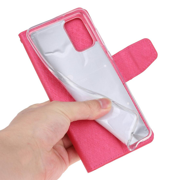 For Galaxy S20 Silk Texture Horizontal Flip Leatherette Case with Holder & Card Slots & Wallet & Photo Frame(Rose Red)