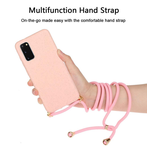 For Galaxy S20 Wheat Straw Material + TPU Protective Case with Lanyard(Pink)