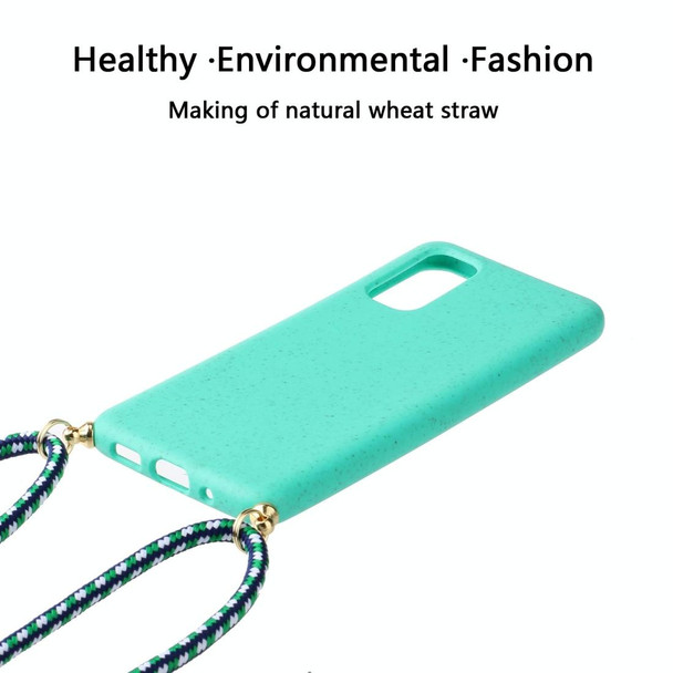For Galaxy S20 Wheat Straw Material + TPU Protective Case with Lanyard(Green)