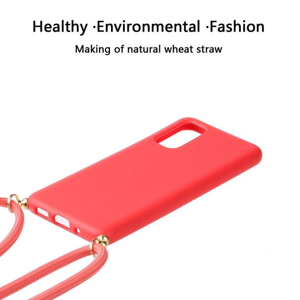 For Galaxy S20 Wheat Straw Material + TPU Protective Case with Lanyard(Red)