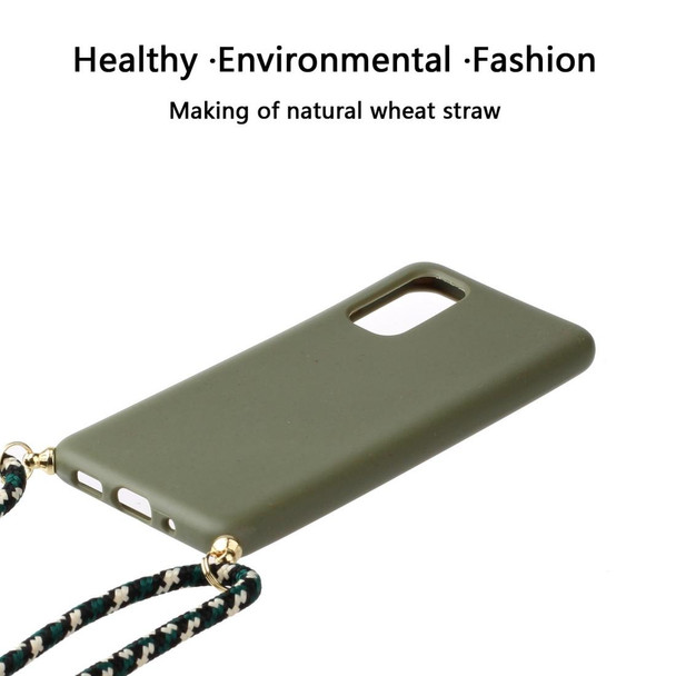 For Galaxy S20 Wheat Straw Material + TPU Protective Case with Lanyard(Army Green)
