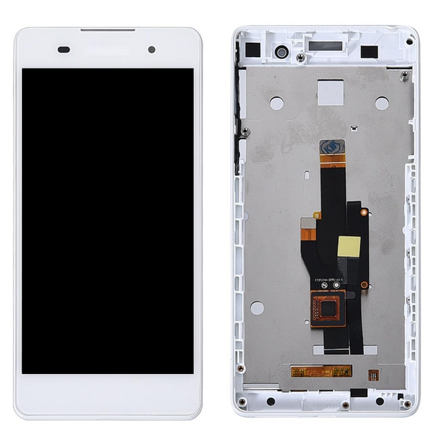 LCD Screen and Digitizer Full Assembly with Frame for Sony Xperia E5 F3311 F3313(White)