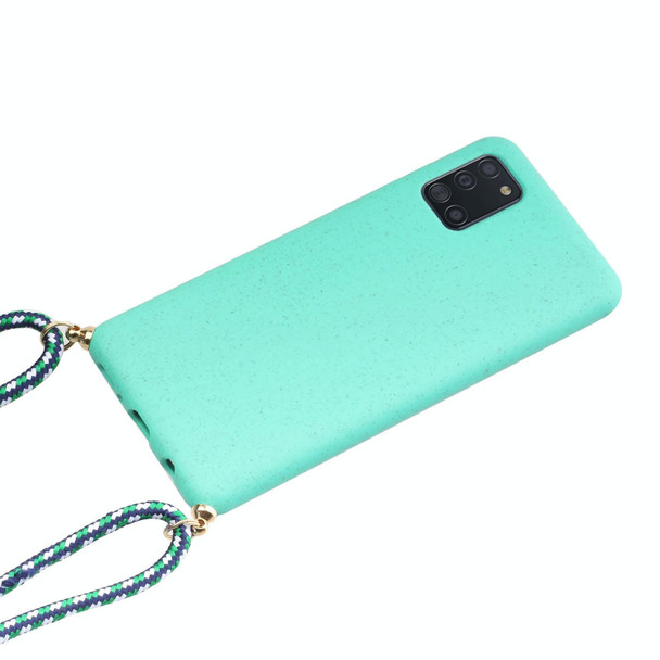 For Samsung Galaxy A31 Wheat Straw Material + TPU Protective Case with Lanyard(Green)