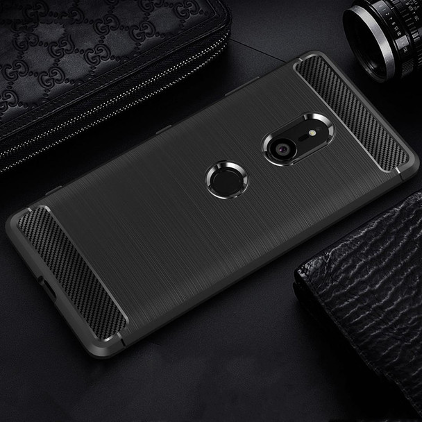 Brushed Texture Carbon Fiber Shockproof TPU Case for Sony Xperia XZ3(Black)