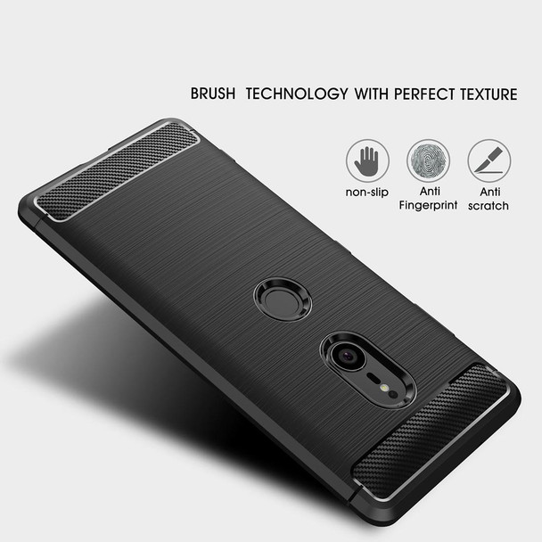 Brushed Texture Carbon Fiber Shockproof TPU Case for Sony Xperia XZ3(Black)