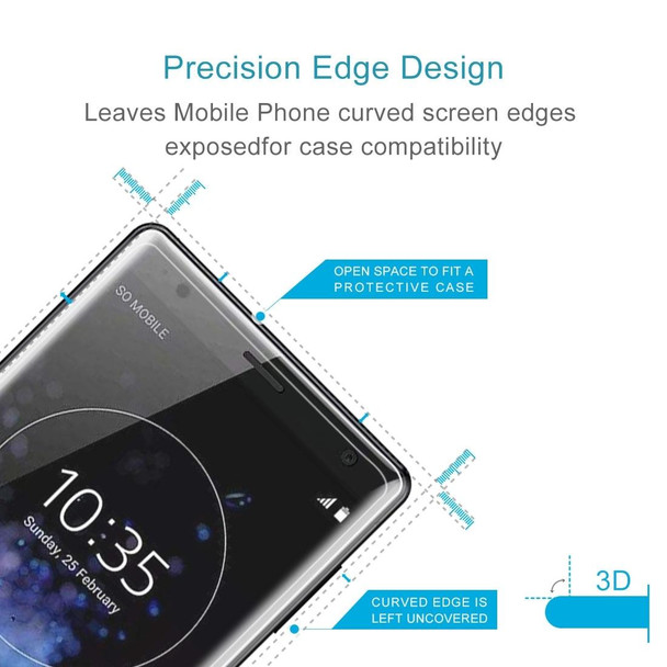 Sony Xperia XZ2 Compact 0.3mm 9H Surface Hardness 3D Explosion-proof Tempered Glass Screen Film