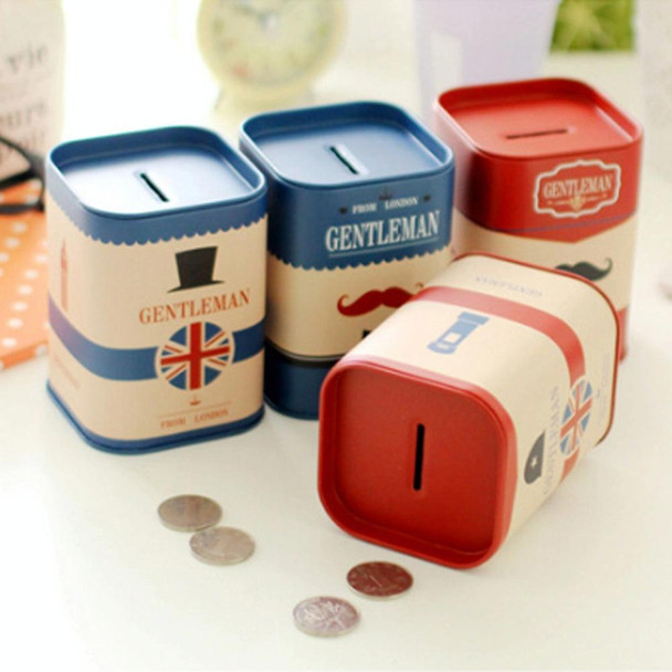 10 PCS Personalise Square Piggy Bank Logbook Series Tin Plate Box Money Saving Pot Coin Box(Beard Blue)