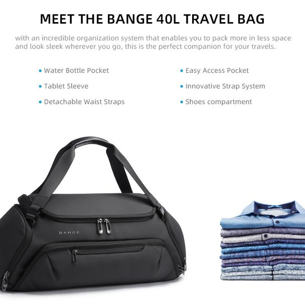 Bange BG-7561 Wet and Dry Separation Fitness Travel Bag for Men / Women, Size: 52 x 24 x 22cm(Grey)