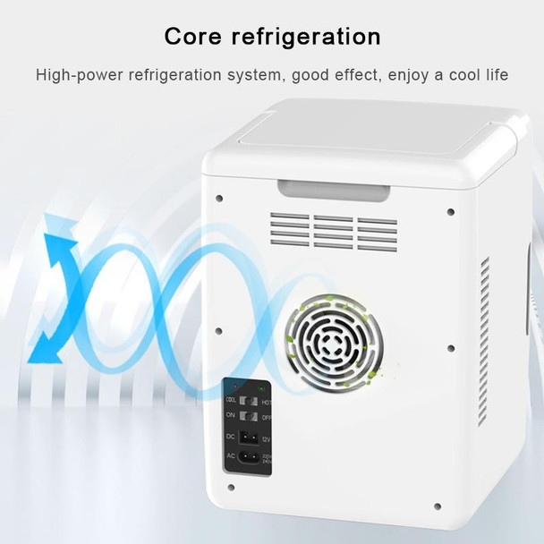 10L Mini Refrigerator Car Home Dual-use Small Dormitory Refrigerator, CN Plug(White Blue)