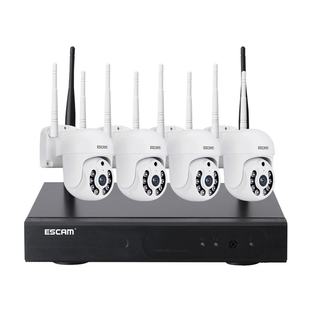 ESCAM WNK714 3.0 Million Pixels 4-channel HD Dome Camera NVR Wireless Monitoring Kit, UK Plug