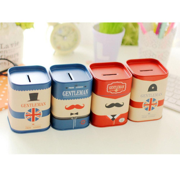 10 PCS Personalise Square Piggy Bank Logbook Series Tin Plate Box Money Saving Pot Coin Box(Flag Blue)