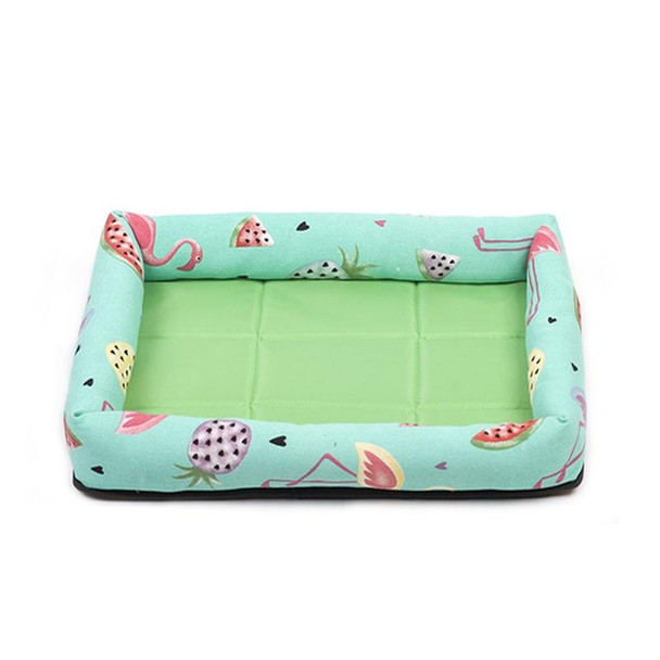 Summer Pet Non-removable Side Dog Mat Pet Bed, Specification: M 53X40X6cm(Watermelon Green)
