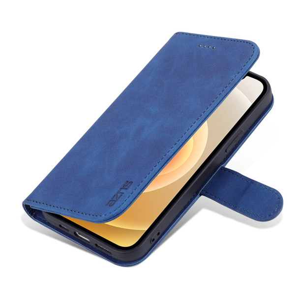 For iPhone 12 Pro AZNS Skin Feel Calf Texture Horizontal Flip Leatherette Case with Card Slots & Holder & Wallet(Blue)