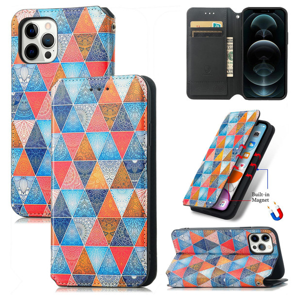 Colorful Magnetic Horizontal Flip PU Leatherette Case with Holder & Card Slot & Wallet For iPhone 13(Rhombus Mandala)