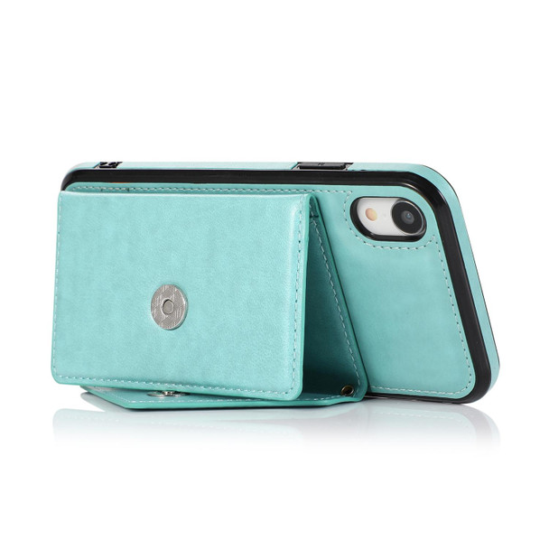 For iPhone XS Max Multi-functional Cross-body Card Bag TPU+PU Back Cover Case with Holder & Card Slot & Wallet(Green)