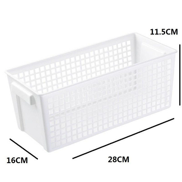 6 PCS Desktop Snacks & Sundries Storage Basket Rectangular Plastic Storage Basket, Large (White)
