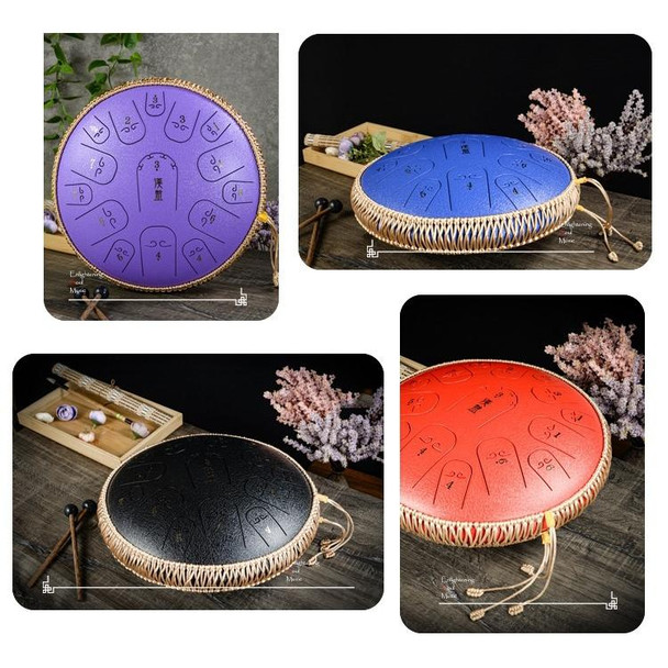 15-Tone Ethereal Drum 14-Inch Steel Tongue Drum Hollow Drum Sanskrit Drummer Disc(Navy Blue)