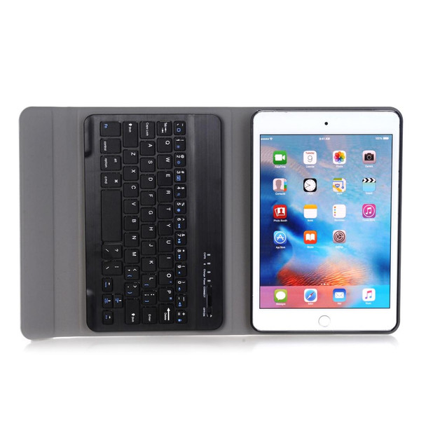 A05 Bluetooth 3.0 Ultra-thin ABS Detachable Bluetooth Keyboard Leatherette Tablet Case for iPad mini 5, with Holder(Black)