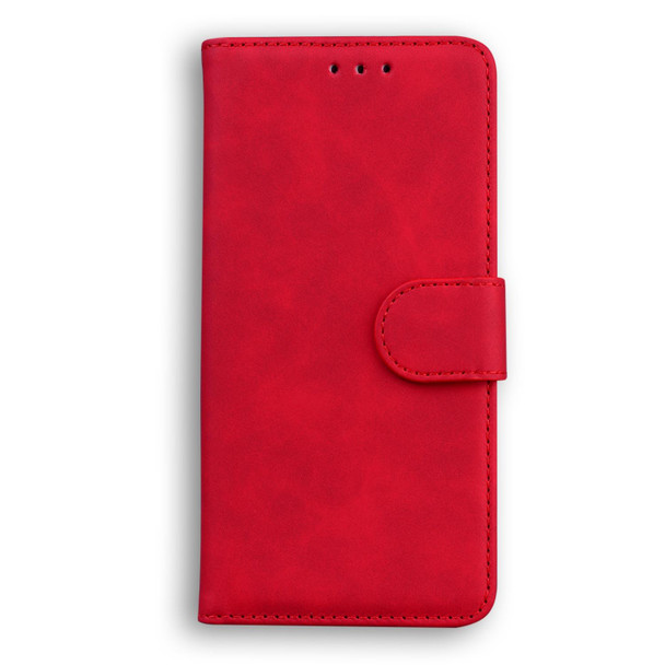 For Tecno Camon 15 Skin Feel Pure Color Flip Leatherette Phone Case(Red)