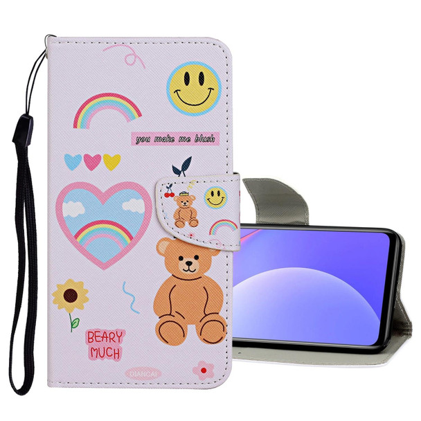 For Xiaomi Redmi K40 Colored Drawing Pattern Flip Leather Case(Smiling Bear)