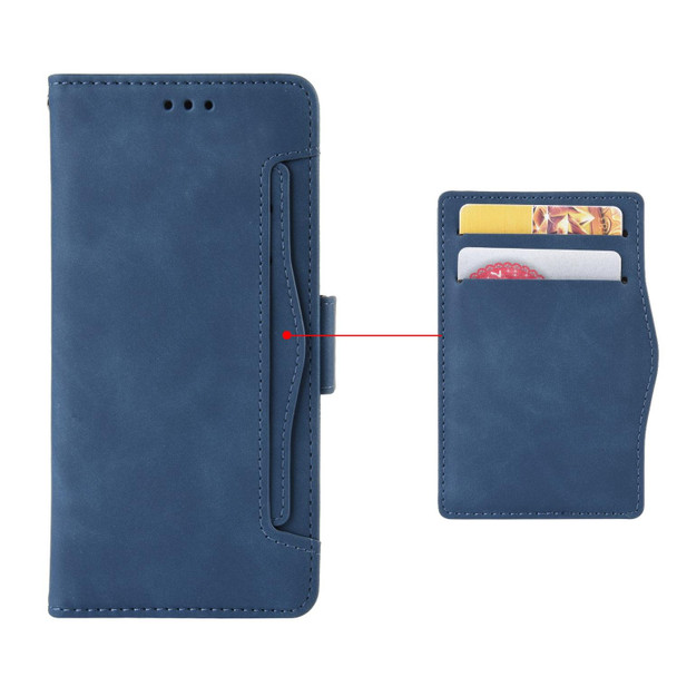 For Xiaomi Redmi Note 10 4G / Note 10S Skin Feel Calf Pattern Horizontal Flip Leather Case with Holder & Card Slots & Photo Frame(Blue)