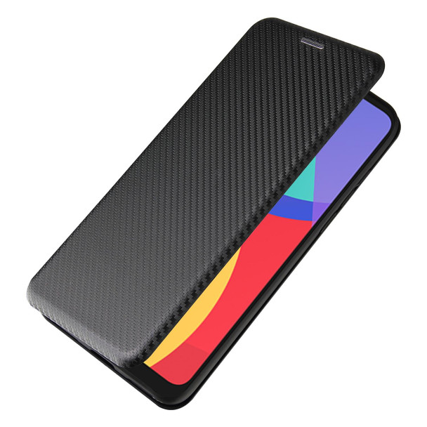 For alcatel 1S (2021) Carbon Fiber Texture Horizontal Flip TPU + PC + PU Leatherette Case with Card Slot(Black)