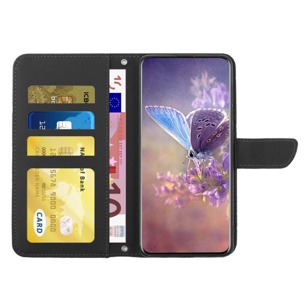 For OPPO A15 Skin Feel Butterfly Peony Embossed Leatherette Phone Case(Black)