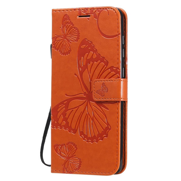 For Samsung Galaxy A21s 3D Butterflies Embossing Pattern Horizontal Flip Leatherette Case with Holder & Card Slot & Wallet(Orange)