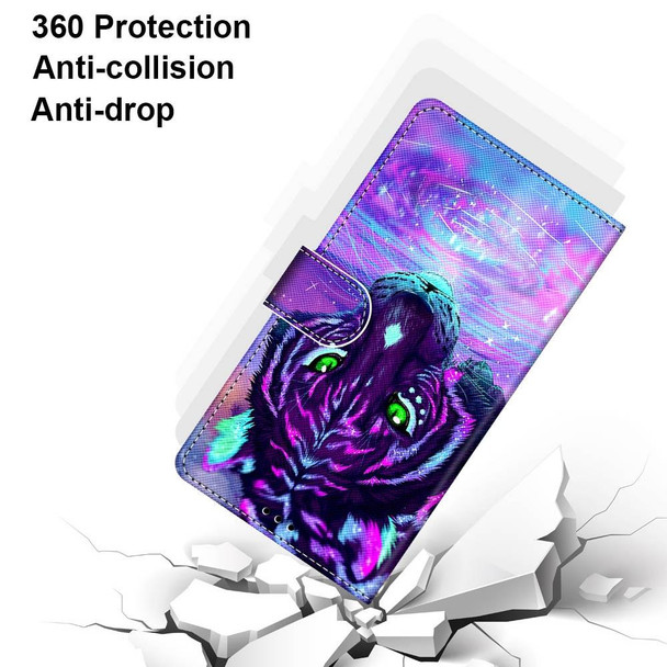 For OPPO A9 (2020) / A5 (2020) / A11X / A11 Coloured Drawing Cross Texture Horizontal Flip PU Leatherette Case with Holder & Card Slots & Wallet & Lanyard(Tiger Drinking Water)