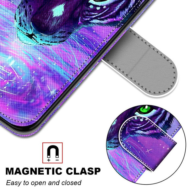 For OPPO A9 (2020) / A5 (2020) / A11X / A11 Coloured Drawing Cross Texture Horizontal Flip PU Leatherette Case with Holder & Card Slots & Wallet & Lanyard(Tiger Drinking Water)