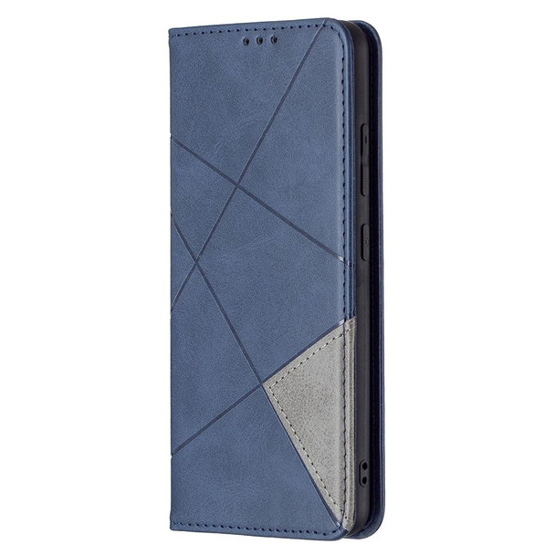 For Samsung Galaxy A32 4G Rhombus Texture Horizontal Flip Magnetic Leatherette Case with Holder & Card Slots(Blue)