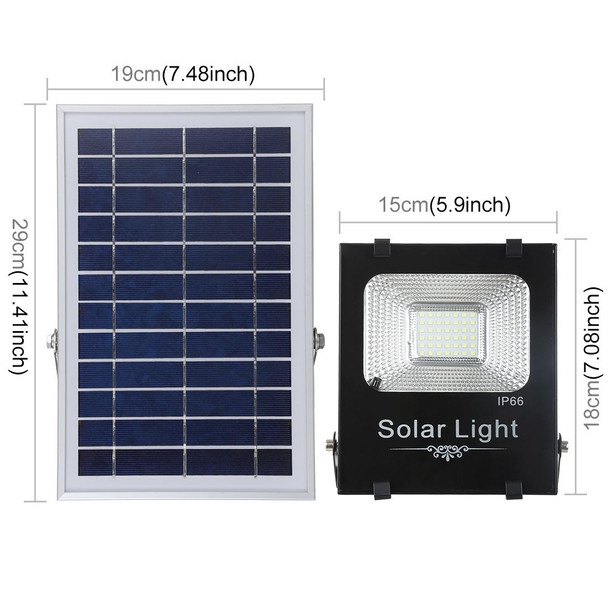 150W 176 LEDs SMD 2835 IP66 Waterproof Ultra-thin Solar Powered Timing LED Flood Light  with 6V / 0.83A Solar Panel & Remote Control(White Light)
