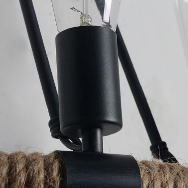 E27 LED Industrial Style Retro Hemp Rope Wrought Iron Wall Lamp, Power source:  Edison Tungsten Wire 40W( Black)