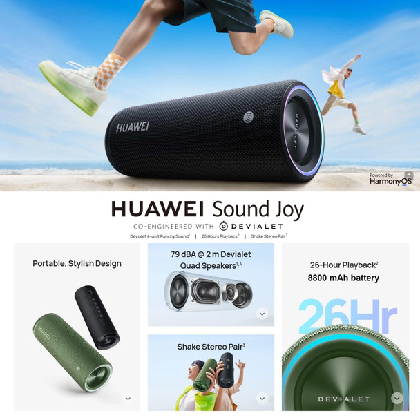 Huawei Sound Joy Portable Smart Speaker Shocking Sound Devialet Bluetooth Wireless Speaker (Obsidian Black)