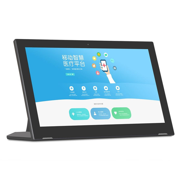 HSD1506 Touch Screen All in One PC with Holder, 2GB+16GB 15.6 inch LCD Android 8.1 RK3288 Octa-core Cortex A53 1.5G, Support OTG & Bluetooth & WiFi(Black)