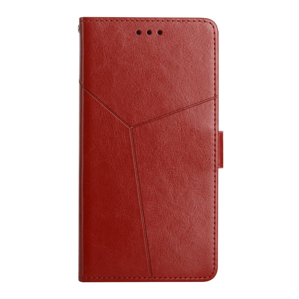 For OPPO A91 Y Stitching Horizontal Flip Leatherette Phone Case(Brown)