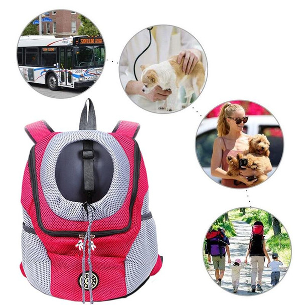 Outdoor Pet Dog Carrier Bag Front Bag Double Shoulder Portable Travel Backpack Mesh Backpack Head, Size:L(Rose Red)