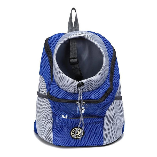 Outdoor Pet Dog Carrier Bag Front Bag Double Shoulder Portable Travel Backpack Mesh Backpack Head, Size:L(Blue)