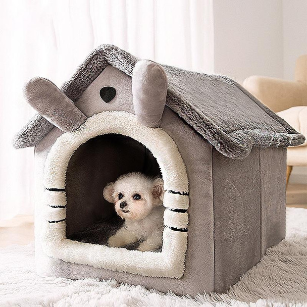 House Type Universal Removable and Washable Pet Dog Cat Bed Pet Supplies, Size:M(Gray Cat)