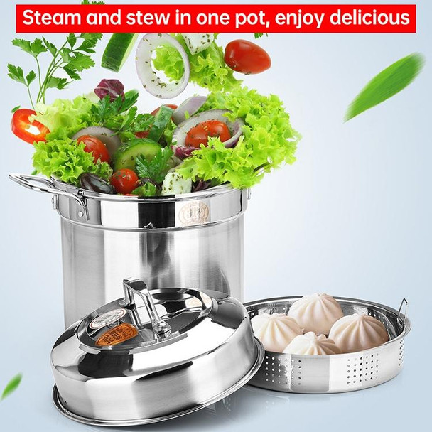 Stockpot Food Grade Material Souppot with Steamer Grid, Specification: 28cm