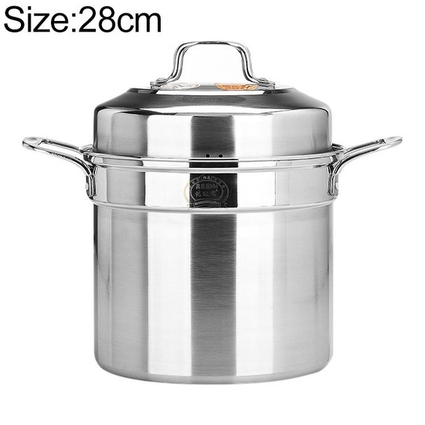 Stockpot Food Grade Material Souppot with Steamer Grid, Specification: 28cm