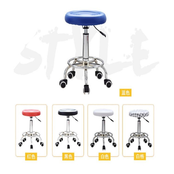 Adjustable Beauty Barber Shop Bar Lift Pulley Stool Movable Stool Chair(Black)