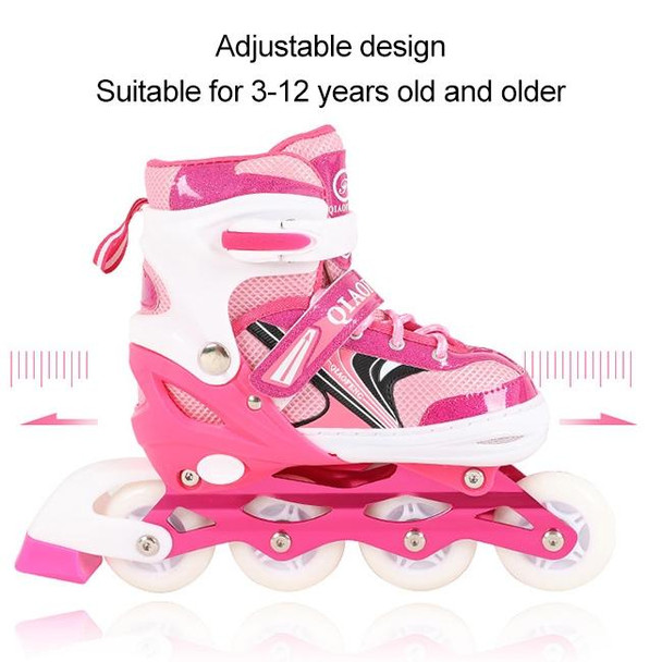 Children Flash Single-row Roller Skates Skating Shoes, Full Flash, Size : L(Pink)