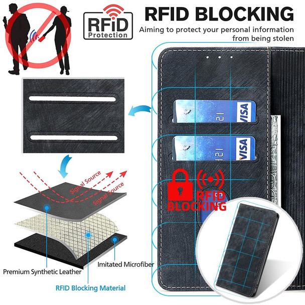 For Motorola Edge 30 Neo RFID Anti-theft Brush Magnetic Leatherette Phone Case(Black)