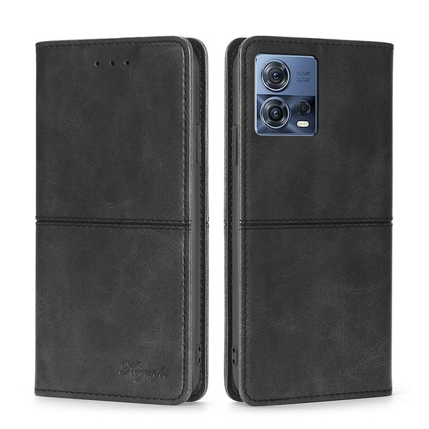 For Motorola Edge S30 Pro 5G/Edge 30 Fusion Cow Texture Magnetic Horizontal Flip Leatherette Phone Case(Black)
