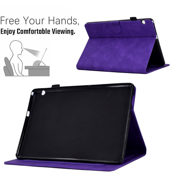 For Huawei MediaPad T5 Embossed Smile Flip Tablet Leatherette Case(Purple)