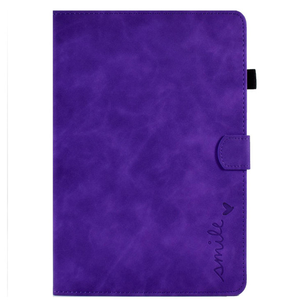 For Huawei MediaPad T5 Embossed Smile Flip Tablet Leatherette Case(Purple)