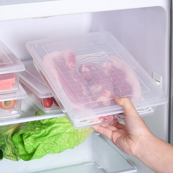 6 PCS Kitchen Refrigerator Drainable Fresh-Keeping Box Food Plastic Sealed Freezer Storage Box Fish Fresh Box, Size:Large