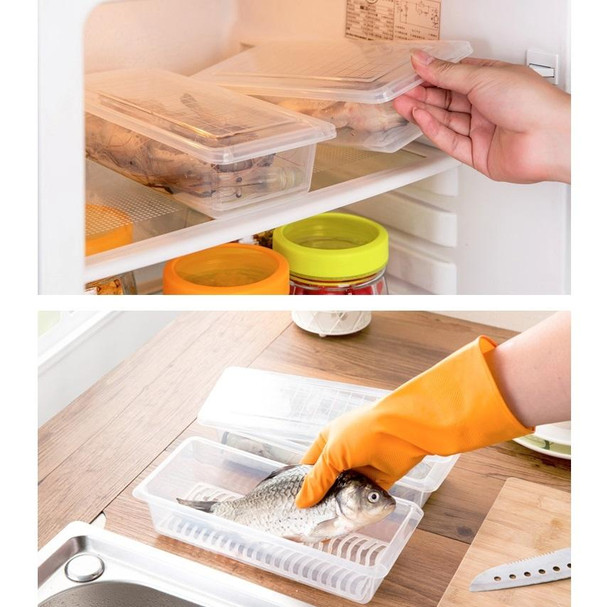 6 PCS Kitchen Refrigerator Drainable Fresh-Keeping Box Food Plastic Sealed Freezer Storage Box Fish Fresh Box, Size:Large